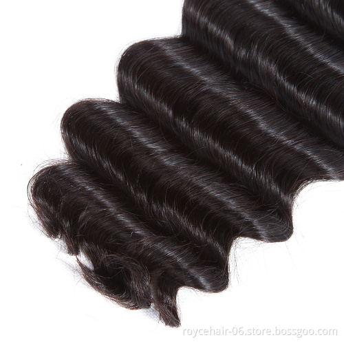 Royce Unprocessed Virgin 100% Human Hair  Brazilian Hair Bundles with Lace Closure Loose Deep Wave